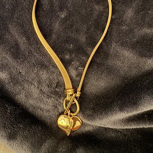 Vintage Givenchy Gold Heart Toggle Mesh Necklace - image 1